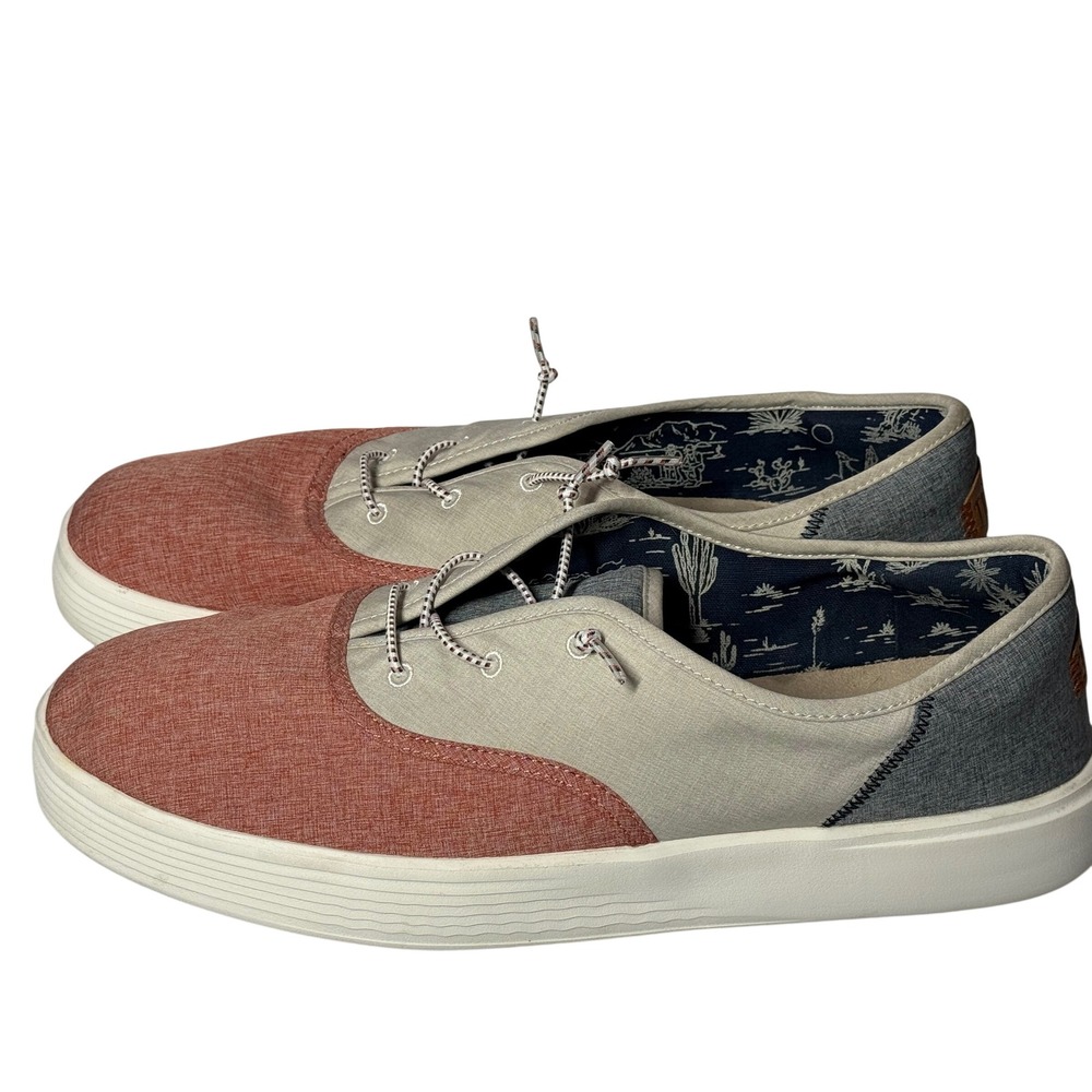 Hey Dude Men's Conwayβ Sz 14 Red White Blue Color Block Craft Linen Shoes